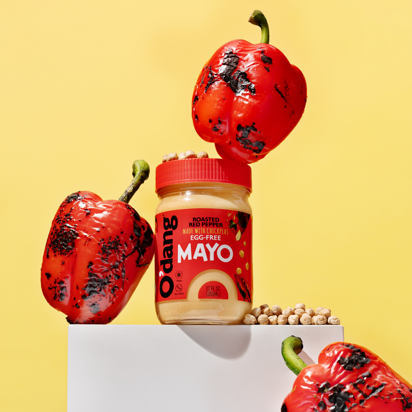 Roasted Red Pepper and Chickpeas with O'dang Foods brand vegan plant-based mayo.